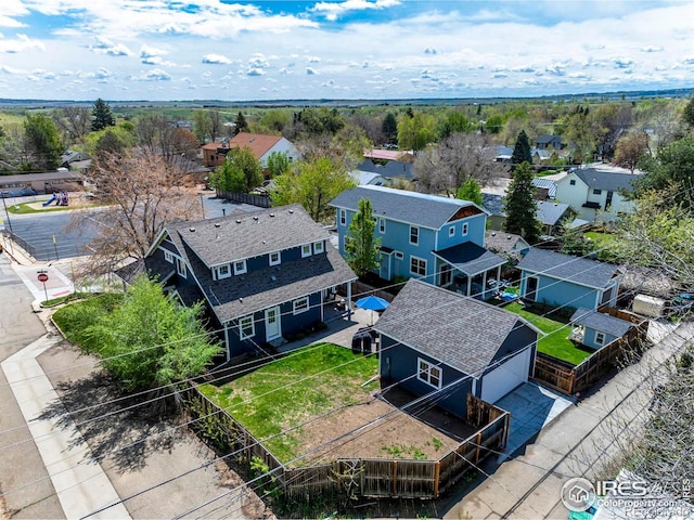 aerial view with a residential view