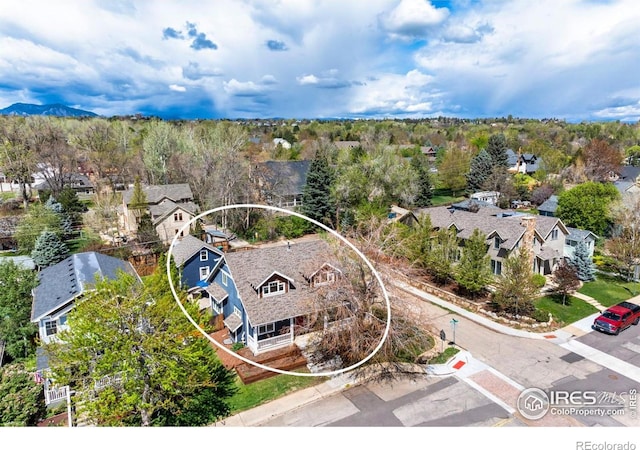 bird's eye view with a residential view