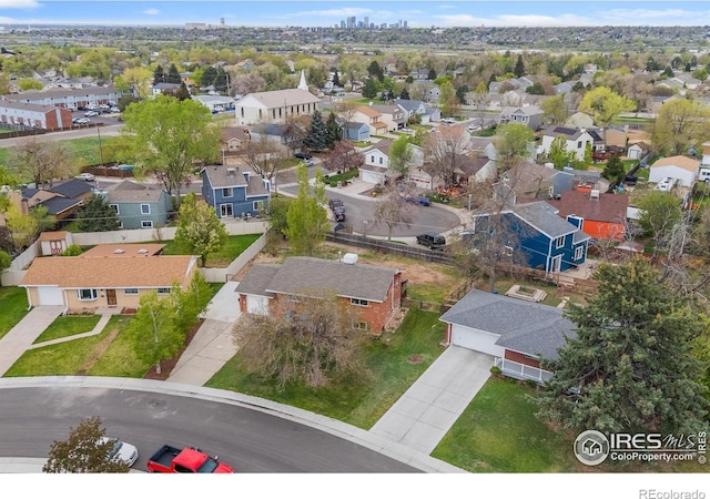 drone / aerial view featuring a residential view