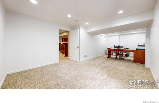 1442 Mallard Dr, Johnstown, CO 80534 - office area featuring recessed lighting, carpet, and baseboards
