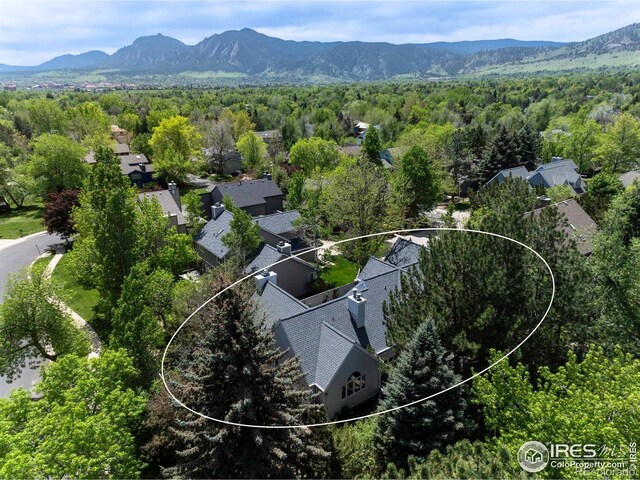 2672 Winding Trail Dr, Boulder, CO 80304 - aerial view of a heavily wooded area and a mountain backdrop
