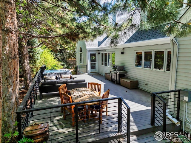 2672 Winding Trail Dr, Boulder, CO 80304 - deck with an outdoor living space and a grill