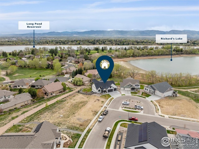 1603 Plank Ln, Fort Collins, CO 80524 - aerial view with a water and mountain view and a residential view
