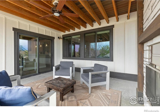 1603 Plank Ln, Fort Collins, CO 80524 - view of patio featuring an outdoor hangout area and ceiling fan
