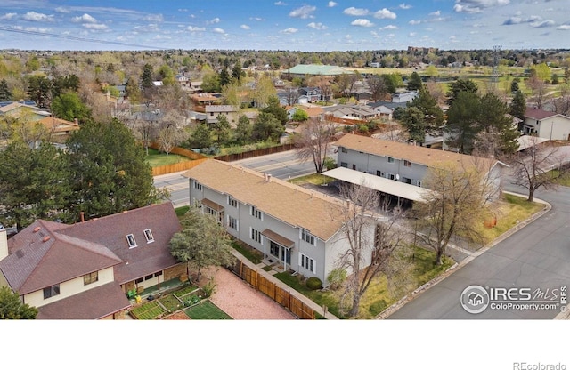 drone / aerial view with a residential view