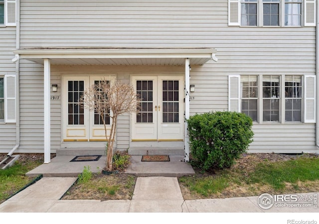 property entrance with french doors