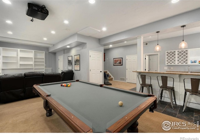 4400 Red Fox Ct, Loveland, CO 80537 - rec room with pool table, recessed lighting, and visible vents