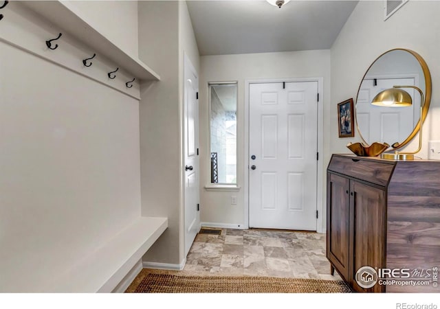 mudroom with baseboards and visible vents