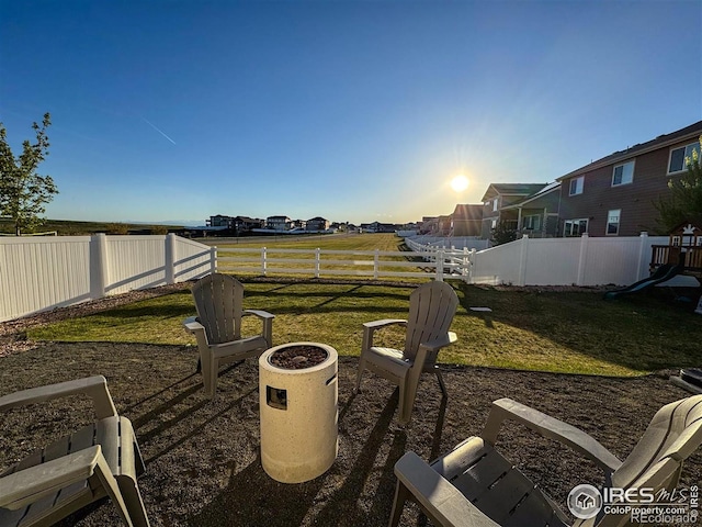 view of yard with a fenced backyard