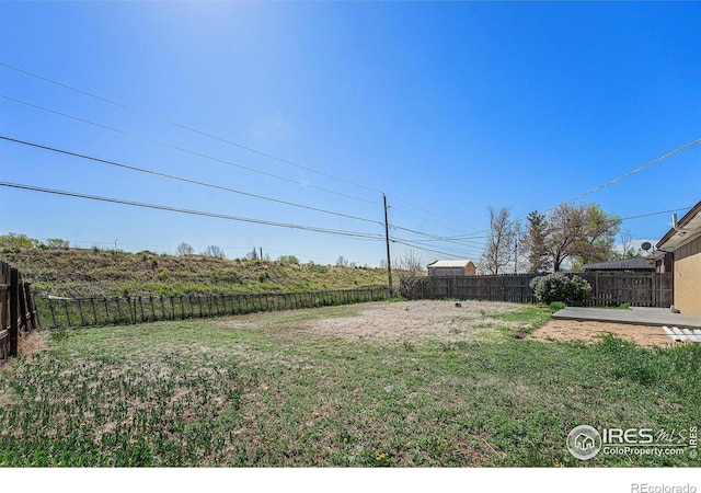 view of yard featuring a fenced backyard