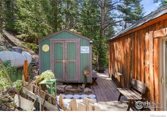 view of shed