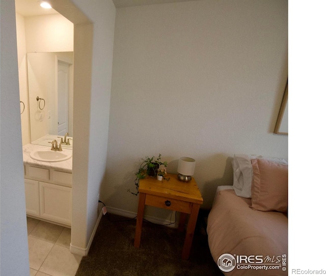 living room with light tile patterned floors