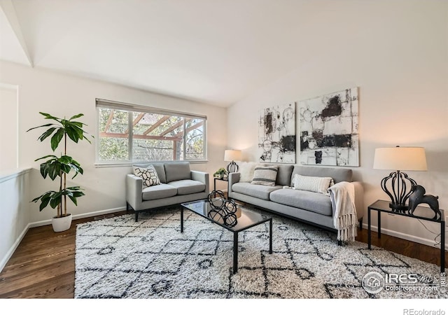 1507 Begonia Way, Superior, CO 80027 - living area with wood finished floors, baseboards, and lofted ceiling