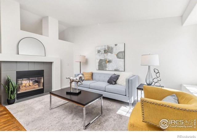1507 Begonia Way, Superior, CO 80027 - living room with a fireplace and lofted ceiling