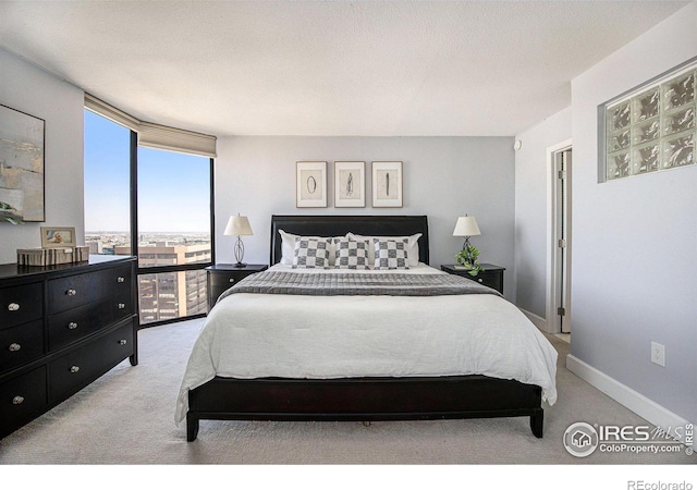 bedroom with carpet flooring and baseboards