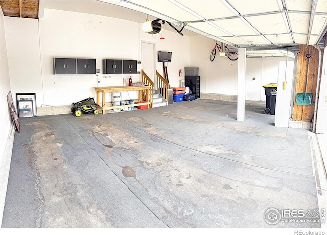 garage with a garage door opener