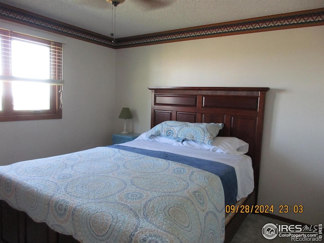 13969 County Road 33, Sterling, CO 80751 - bedroom with ceiling fan and a textured ceiling