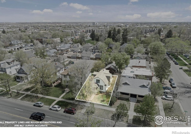 1626 11th Ave, Greeley, CO 80631 - aerial view of property and surrounding area featuring property boundaries highlighted