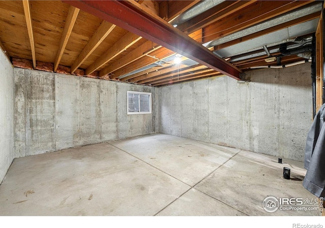 view of unfinished basement