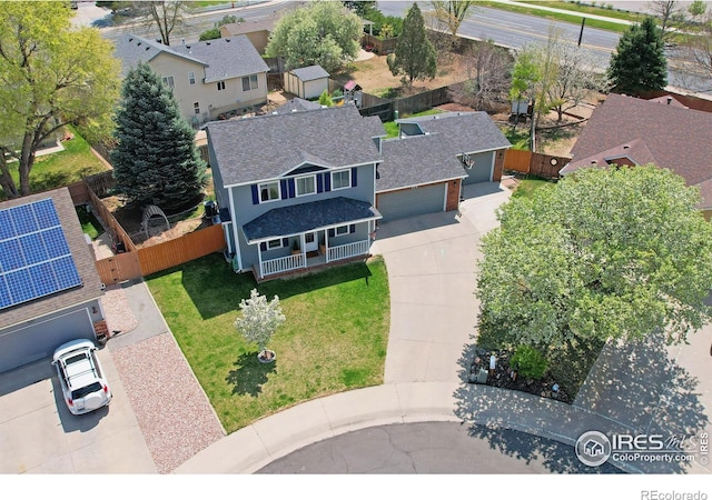 aerial view with a residential view