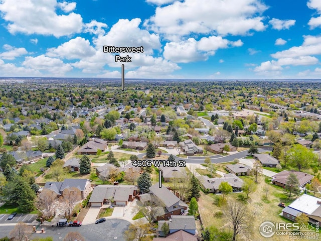 aerial view featuring a residential view