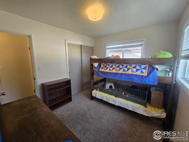 bedroom featuring a closet and carpet