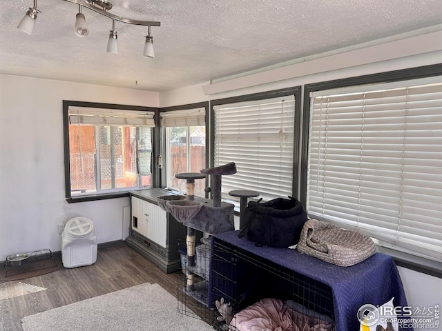 618 Melody Ln, Sterling, CO 80751 - office space featuring a textured ceiling, wood finished floors, and baseboards