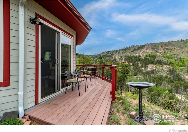 deck featuring a mountain view