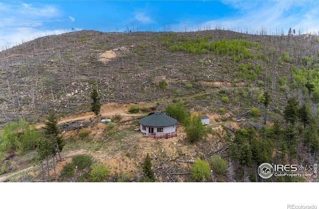 birds eye view of property featuring a mountain view
