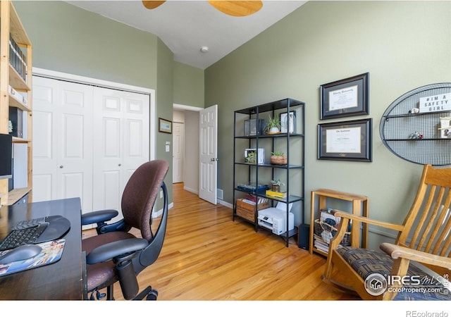 112 Cobble Dr, Windsor, CO 80550 - office area featuring baseboards and light wood-style floors