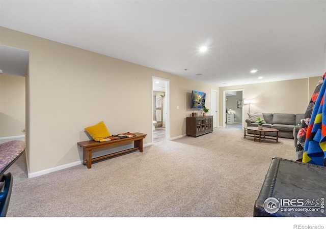 112 Cobble Dr, Windsor, CO 80550 - living room featuring recessed lighting, baseboards, and carpet floors