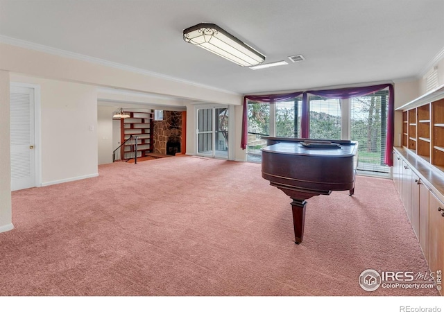 1629 Timber Ln, Boulder, CO 80304 - game room with carpet, crown molding, and baseboards