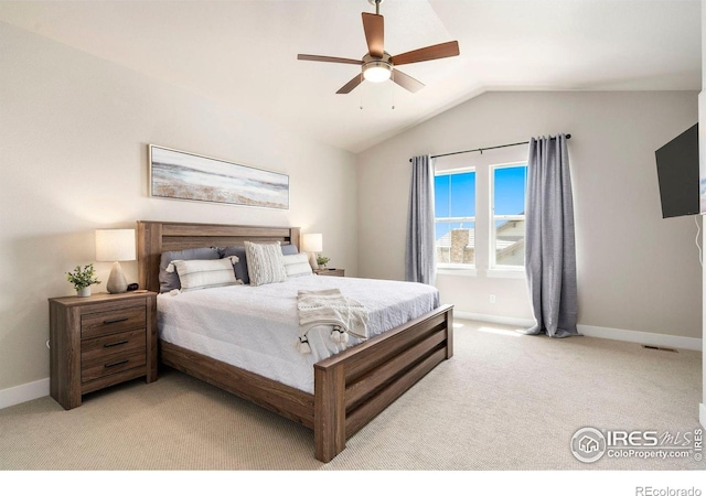 1481 Harebell St, Berthoud, CO 80513 - bedroom featuring vaulted ceiling, light carpet, and baseboards