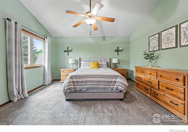 2819 Seccomb St, Fort Collins, CO 80526 - bedroom with lofted ceiling, carpet, and ceiling fan