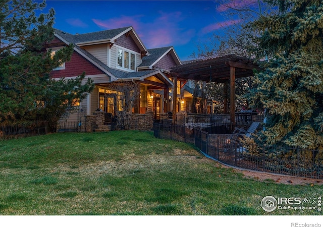 14582 Homestead Pl, Broomfield, CO 80023 - view of front of property featuring a pergola, stone siding, and a shingled roof