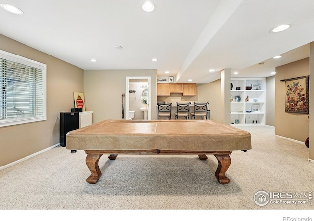 10305 Charissglen Cir, Highlands Ranch, CO 80126 - rec room with carpet flooring, pool table, and recessed lighting