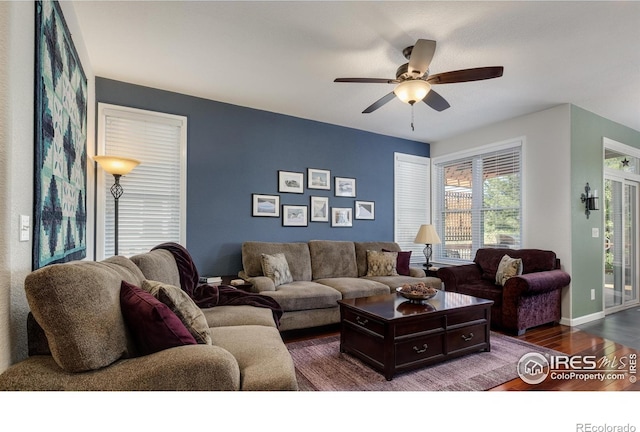 1809 Keel Ct, Lafayette, CO 80026 - living room featuring wood finished floors and ceiling fan