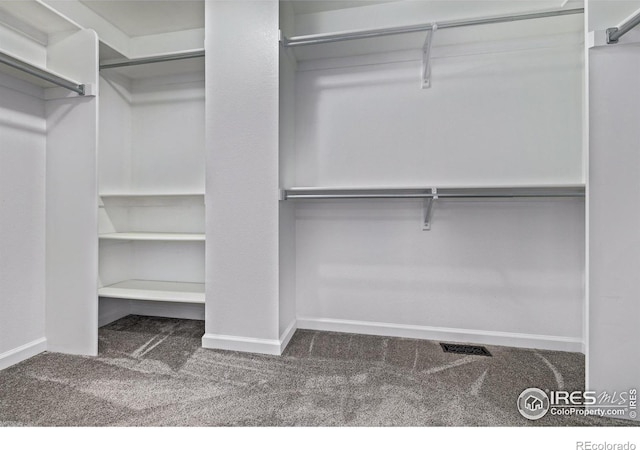 walk in closet with carpet flooring and visible vents