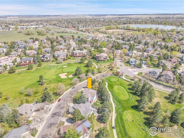2206 Eagles Nest Dr, Lafayette, CO 80026 - bird's eye view featuring a water view, a residential view, and view of golf course