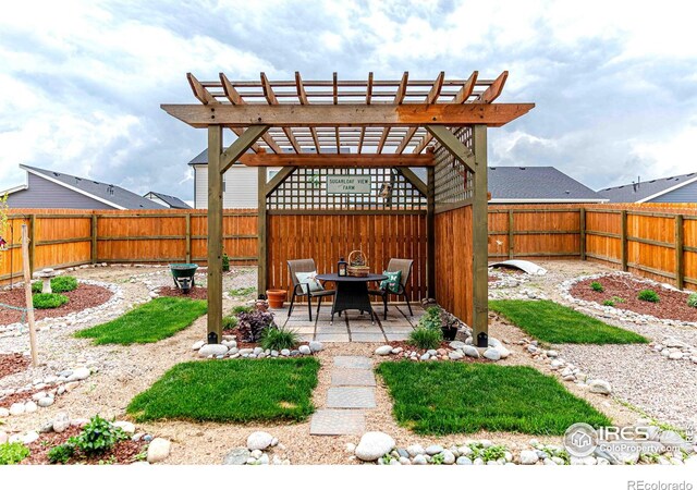 506 Bobcat Ct, Wiggins, CO 80654 - fenced backyard with a pergola and a patio