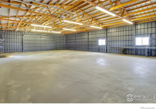 garage with metal wall