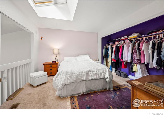 5086 Buckingham Rd, Boulder, CO 80301 - bedroom with a closet, carpet floors, and a skylight