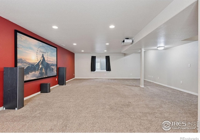 9137 Harlequin Cir, Frederick, CO 80504 - carpeted cinema room featuring recessed lighting and baseboards