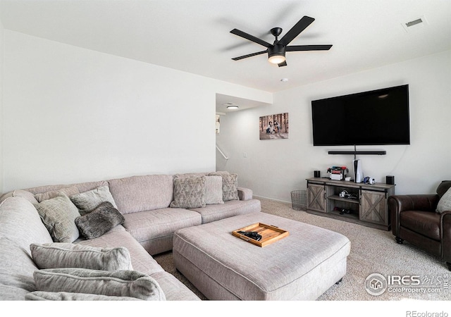 7235 Andover St, Wellington, CO 80549 - carpeted living room with ceiling fan