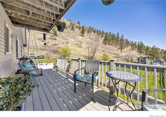 deck with a lawn