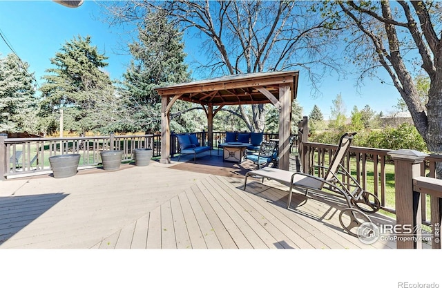 wooden terrace with a gazebo