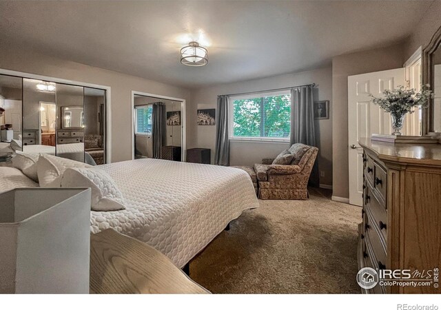 1561 Belmont Dr, Longmont, CO 80503 - bedroom featuring carpet flooring, multiple windows, and two closets