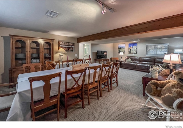 1561 Belmont Dr, Longmont, CO 80503 - dining room featuring carpet and rail lighting