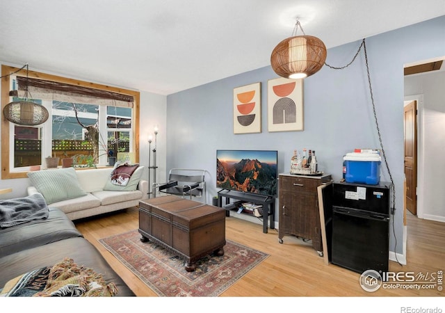 living room featuring light wood-style floors