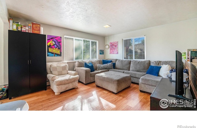 879-881 19th St, Boulder, CO 80302 - living room featuring healthy amount of natural light, light wood finished floors, and a textured ceiling